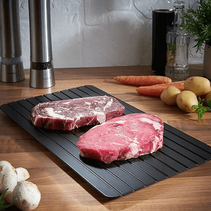 EcoThaw - Uudelleenkäytettävä Alumiininen Sulatusalusta Lihan ja Ruoan Nopeaan Sulattamiseen