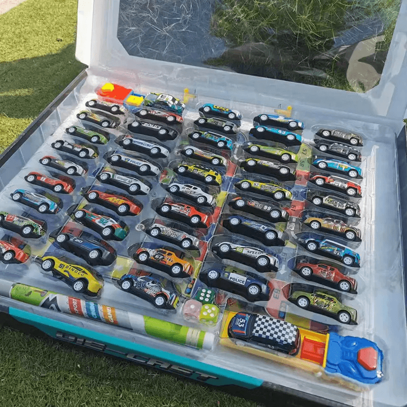 Lasten mini-kilpa-autosetti – kestävä rakenne ja jousitus