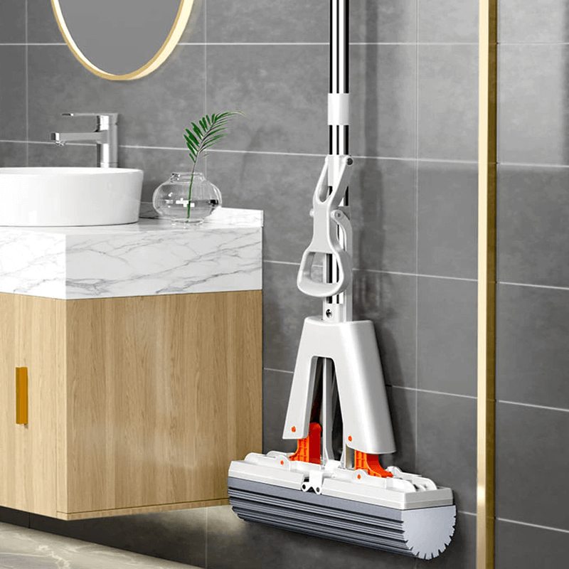 Itsepuristuva moppi teleskooppivarrella - kokoontaitettava puuvillamoppi tehokkaaseen lattian puhdistukseen ja kuivaukseen