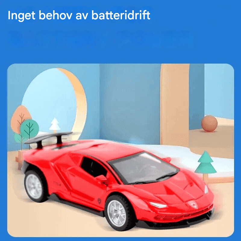 Diecast-urheiluauton malli Lelu – Mini Racing -auto, jossa on taitettava rakenne