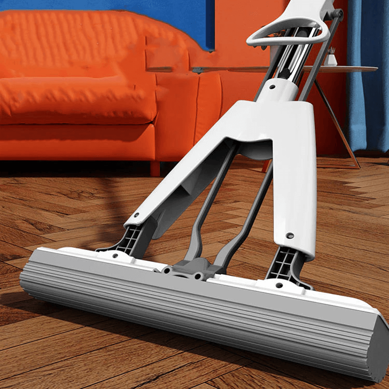 Itsepuristuva moppi teleskooppivarrella - kokoontaitettava puuvillamoppi tehokkaaseen lattian puhdistukseen ja kuivaukseen