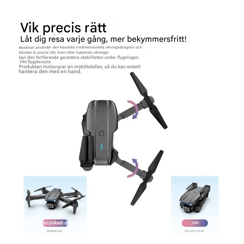 Mini-kauko-ohjattava drone 4K-kameralla – taitettava ja vakaa lento