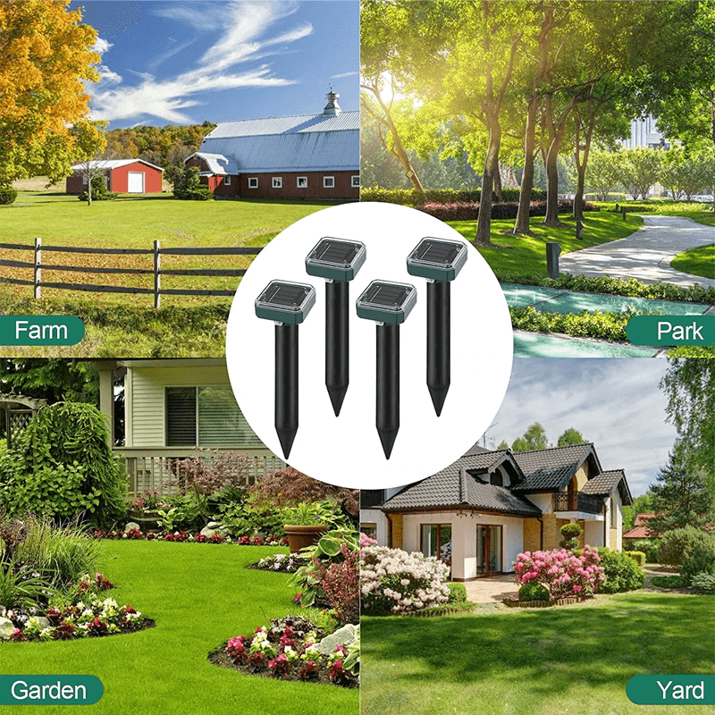 Solar Powered Ultrasonic Pest Repeller | Deters Moles & Rodents | Vedenpitävä, 400Hz, Ulkona puutarha Protection