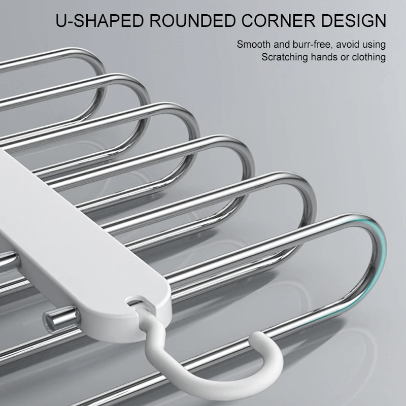 6-in-1 ruostumattomasta teräksestä valmistettu kokoontaitettava housuteline | Monikäyttöinen takin ripustin vaatekaappiin ja matkustamiseen - Säästä tilaa säädettävillä laakereilla