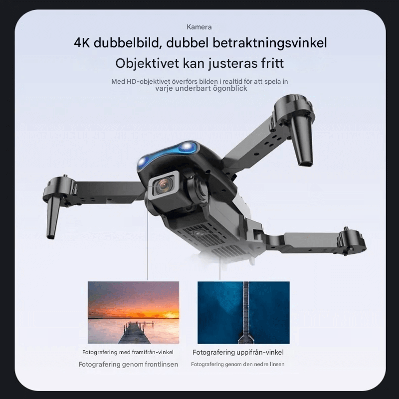 Mini-kauko-ohjattava drone 4K-kameralla – taitettava ja vakaa lento