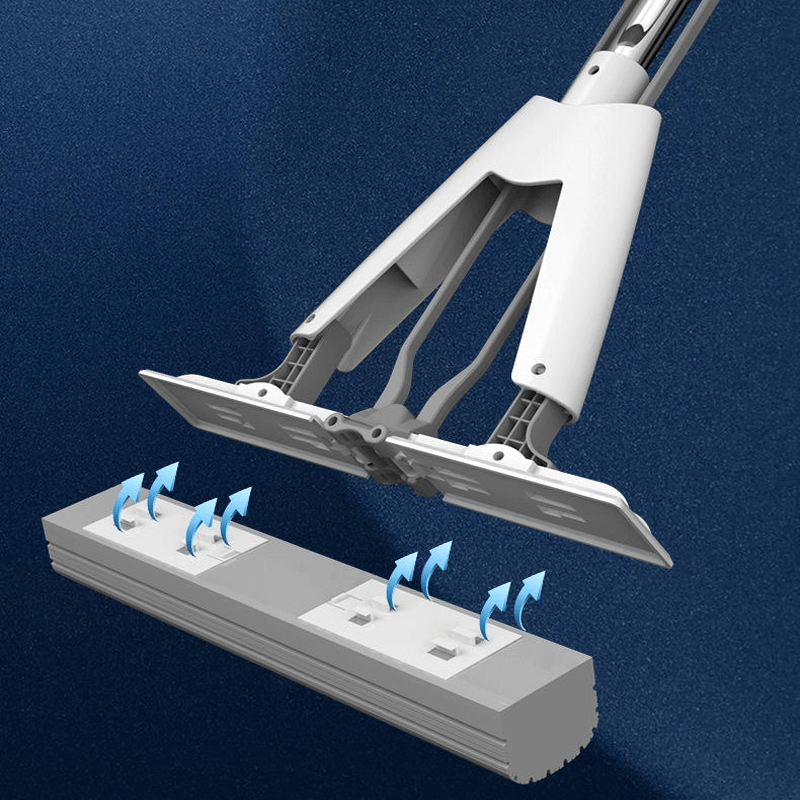 Itsepuristuva moppi teleskooppivarrella - kokoontaitettava puuvillamoppi tehokkaaseen lattian puhdistukseen ja kuivaukseen