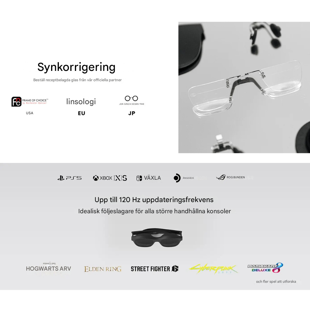 OptiView - Kannettavat Älykkäät AR-Lasit, Joissa On 330 Tuuman Näyttö 1080P HD 120Hz Kevyt Pitkäaikaiseen Käyttöön