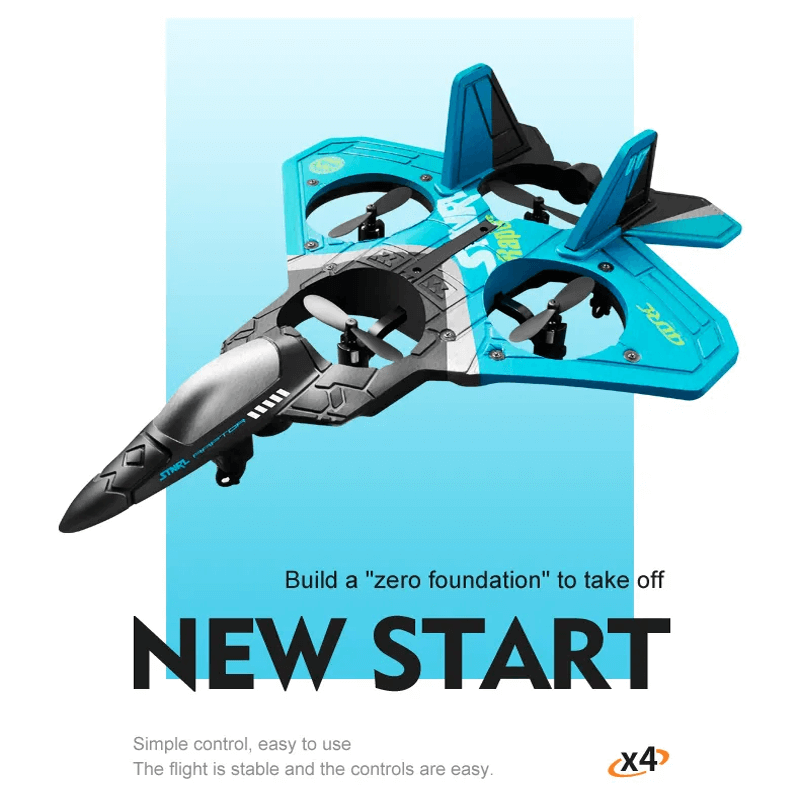 RC Fighter Plane kestävästä EPP-vaahdosta LED-valoilla | Kauko-ohjattava lentokone 2.4GHz aloittelijoille ja lapsille - Mallilento 360° silmukalla ja pitkällä lentoajalla