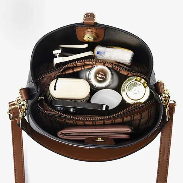 Modeva - Suunnittelija Innoittamana Vintage Nahka Käsilaukku Ämpäri ja Olkahihnalla