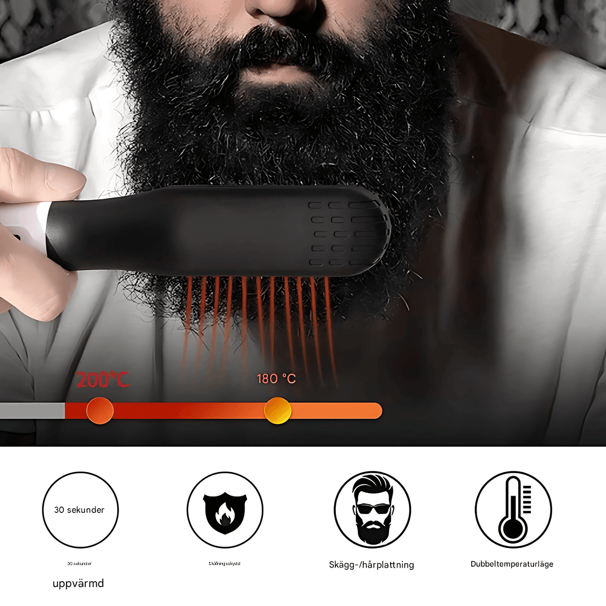 GroomFlex – Sähköinen kampa ja hiustenmuotoilija, jossa ionisointi ja säädettävä lämpötila partalle ja hiuksille