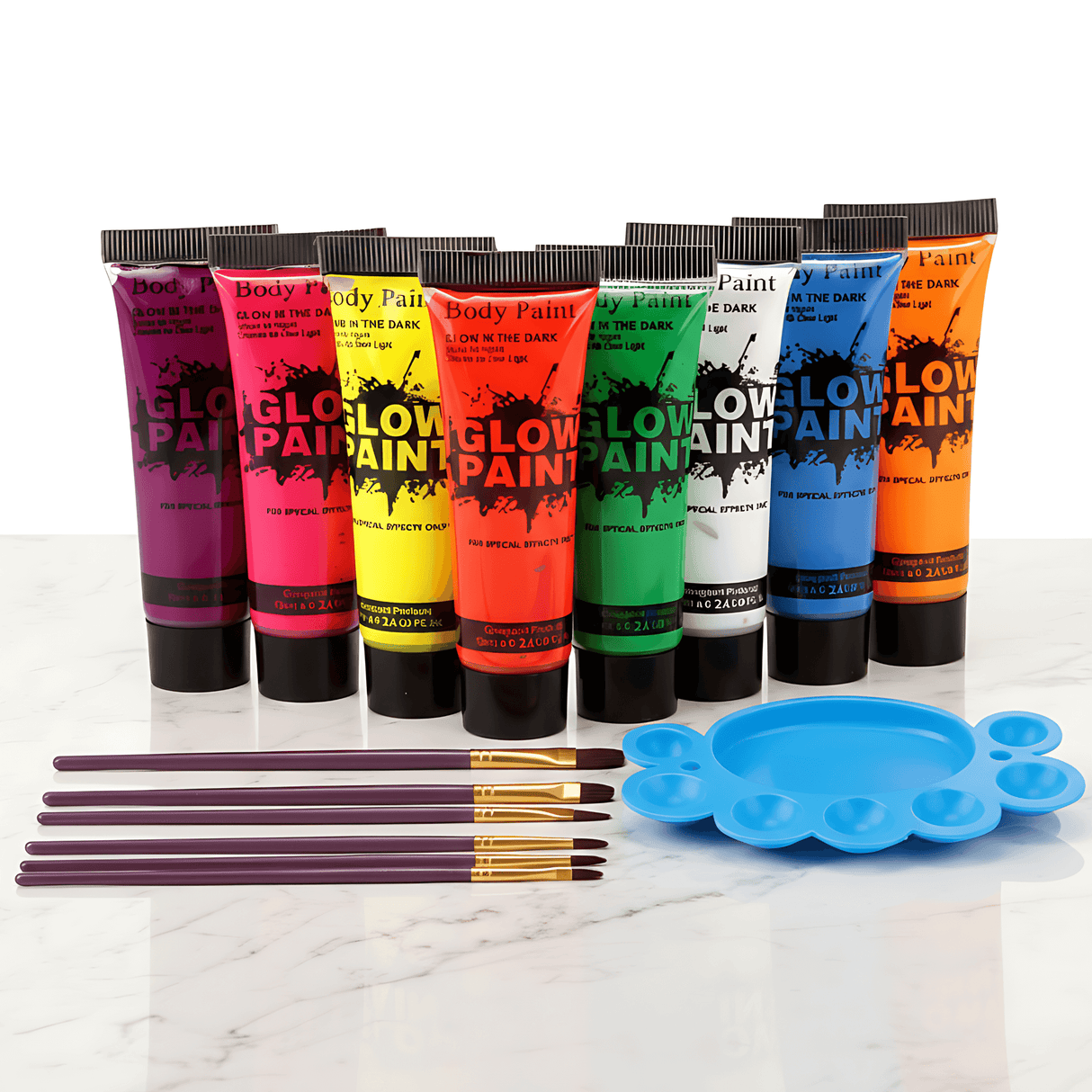 NeonAura – Halloween Neon Fluoresoiva UV-vartalomaalisetti kasvoille ja vartalolle, Glow in the Dark, juhla- ja festivaaliväri