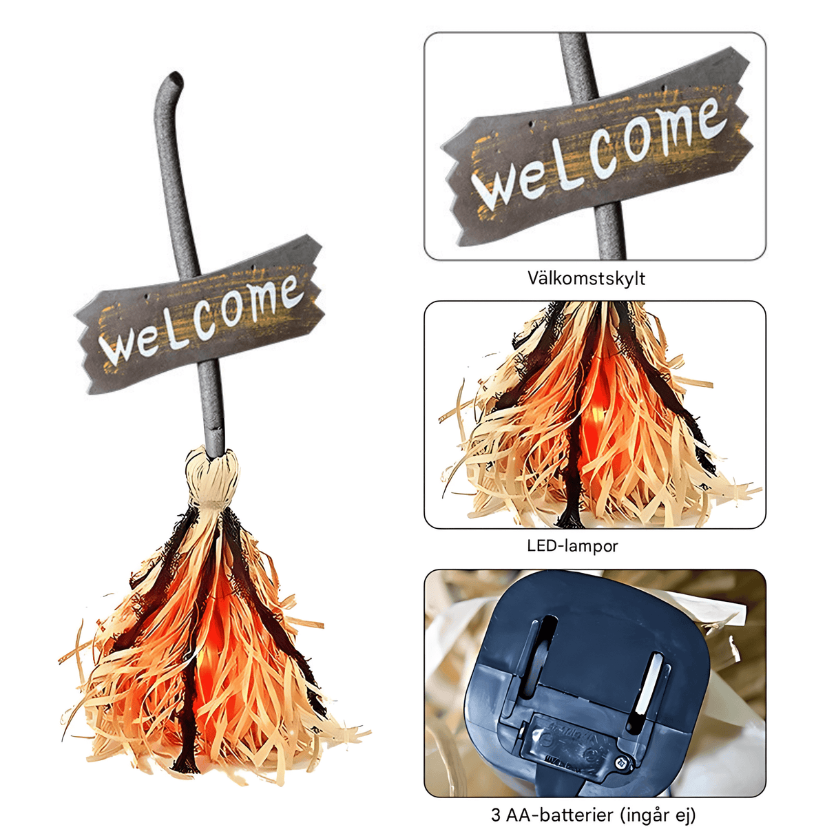 WitchGlide – Animoitu noitakoru Halloween-koriste äänellä ja LED-valolla