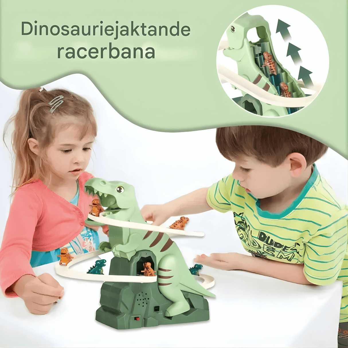 DinoQuest – Elektrisk Dinosaurierutschkana med Automatisk Klättertrappa, Ljus & Musik för Barn