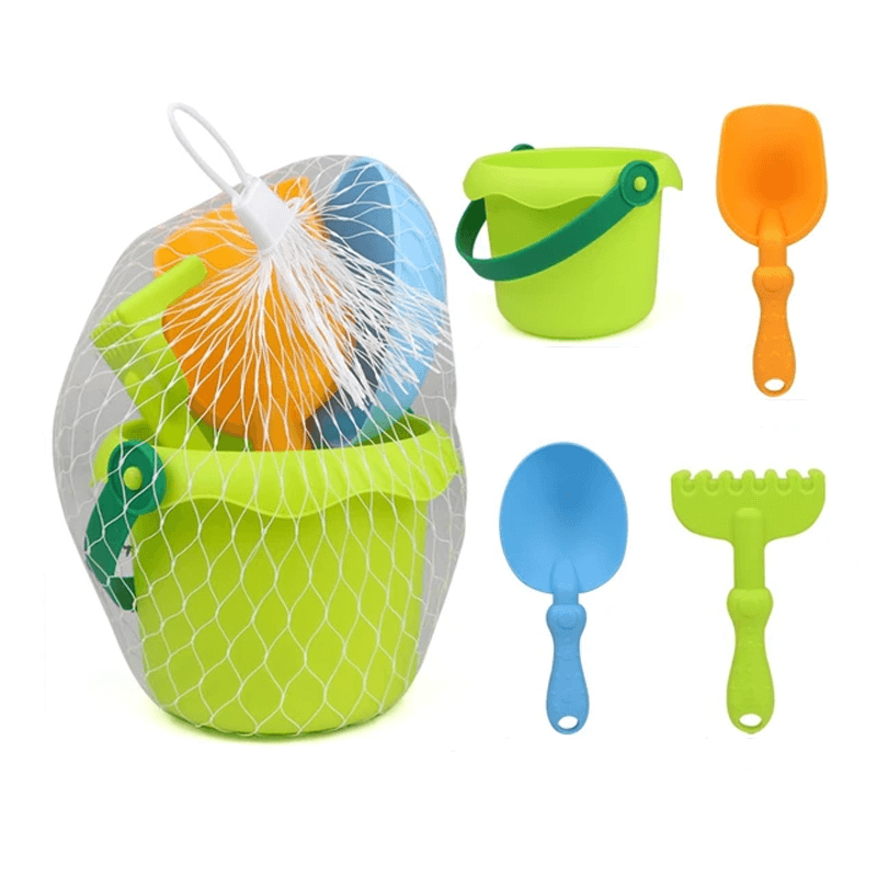 Interaktiiviset rantaleikkikalut lapsille – ämpäri viidellä lisävarusteella, kestävä ja opettavainen