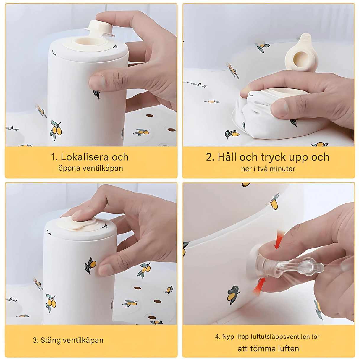 BabyNest – Ilmatäytteinen PVC-vauvatuoli ruokailua, kylpemistä ja leikkimistä varten