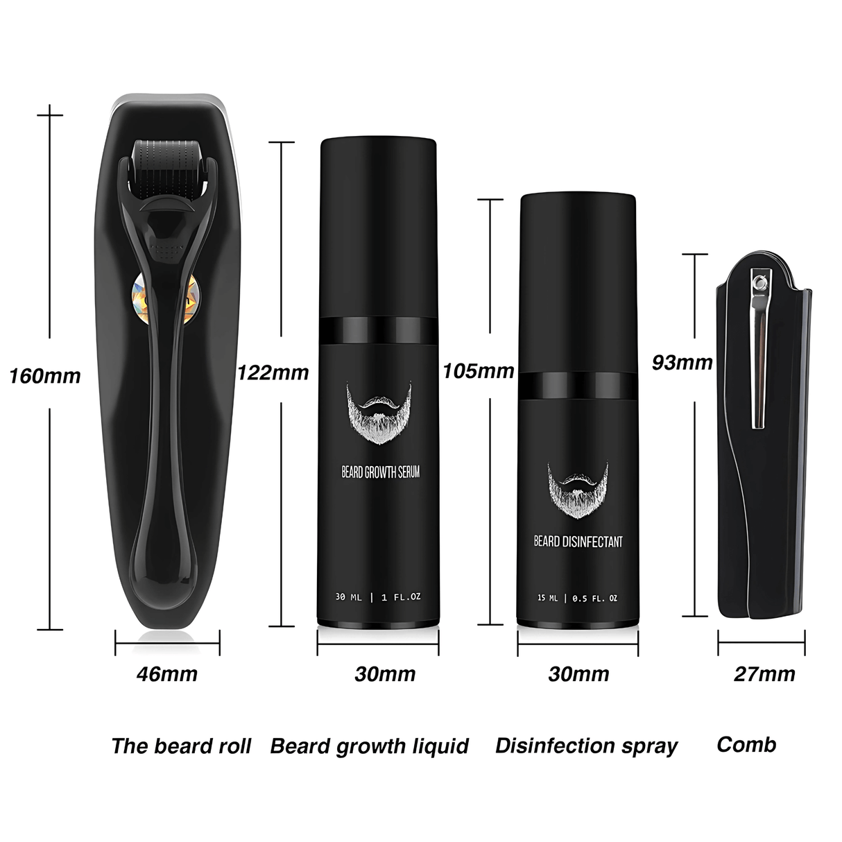 BeardForge – Partakasvupakkaus miehille, sisältää rullat, seerumin, desinfiointispray ja kampa