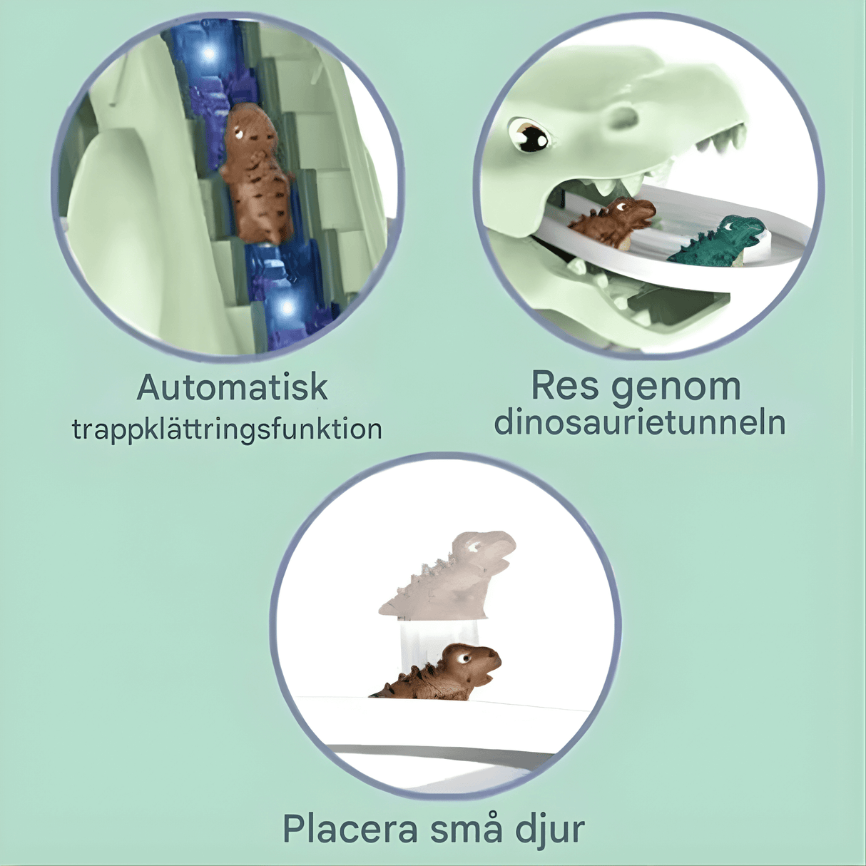 DinoQuest – Elektrisk Dinosaurierutschkana med Automatisk Klättertrappa, Ljus & Musik för Barn