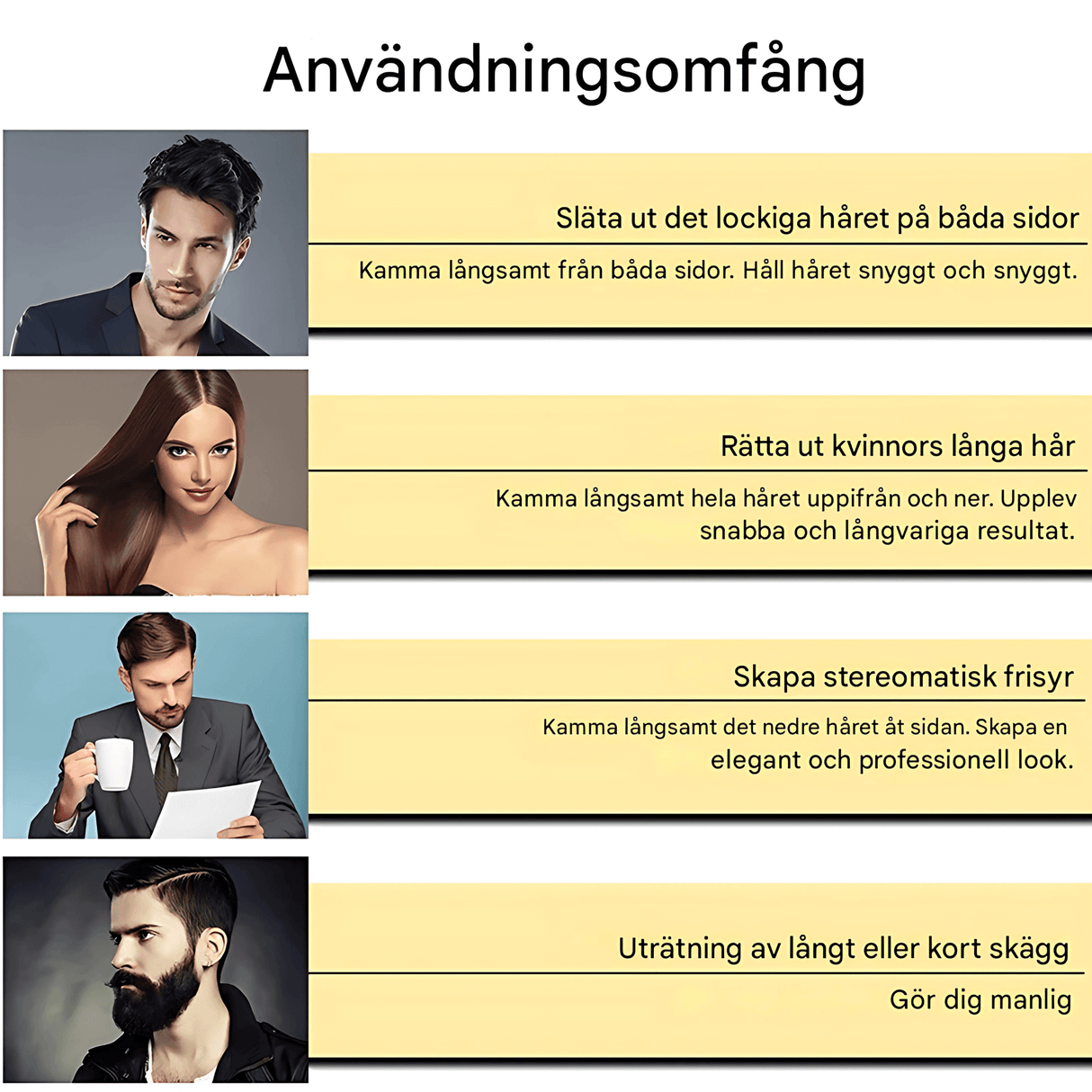 GroomFlex – Sähköinen kampa ja hiustenmuotoilija, jossa ionisointi ja säädettävä lämpötila partalle ja hiuksille