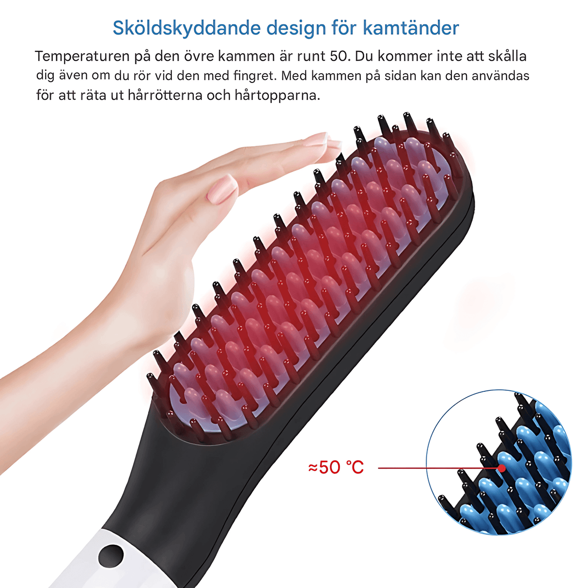 GroomFlex – Sähköinen kampa ja hiustenmuotoilija, jossa ionisointi ja säädettävä lämpötila partalle ja hiuksille