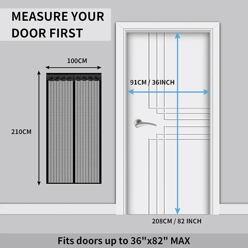 Magneettinen hyttysverkko ovelle automaattisella sulkemisella | Hyönteisverkko magneettilukolla - hyttyssuojaus terassille, parvekkeelle ja sisäänkäynnille (useita kokoja)
