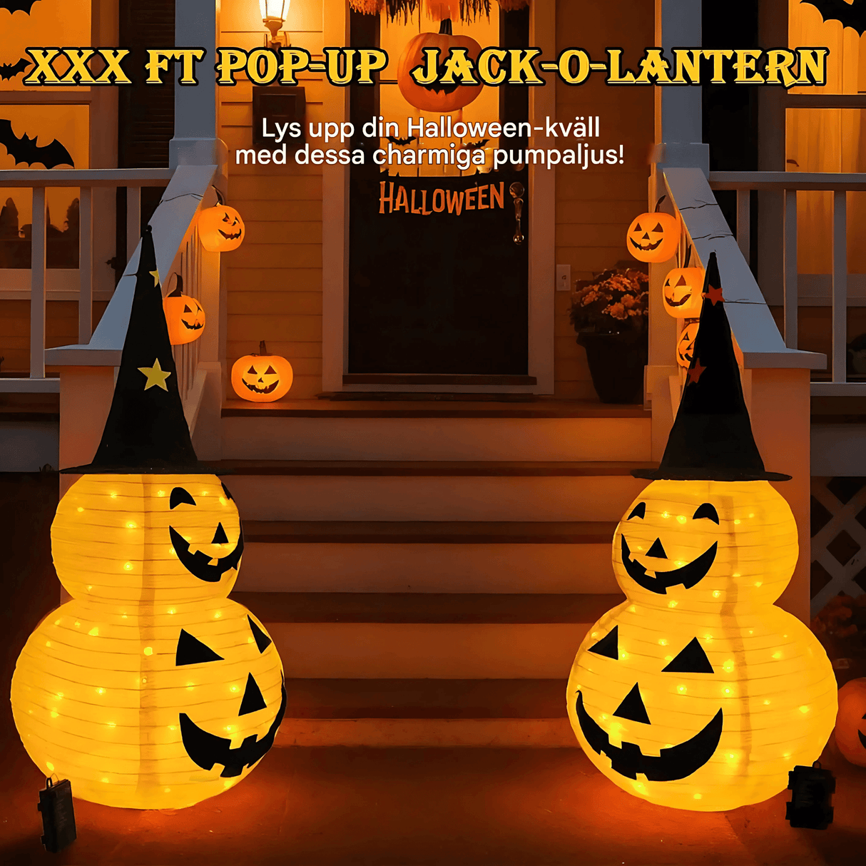 GlowPump – Taitettava valaistu Halloween-kurpitsa LED-valolla, ajastimella ja paristokäyttöisellä koristeella sisä- ja ulkokäyttöön