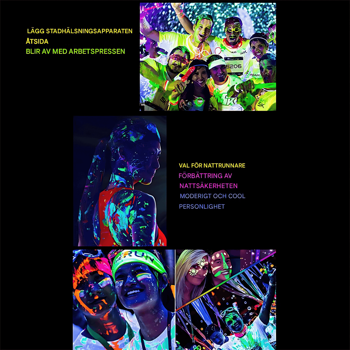 NeonAura – Halloween Neon Fluoresoiva UV-vartalomaalisetti kasvoille ja vartalolle, Glow in the Dark, juhla- ja festivaaliväri