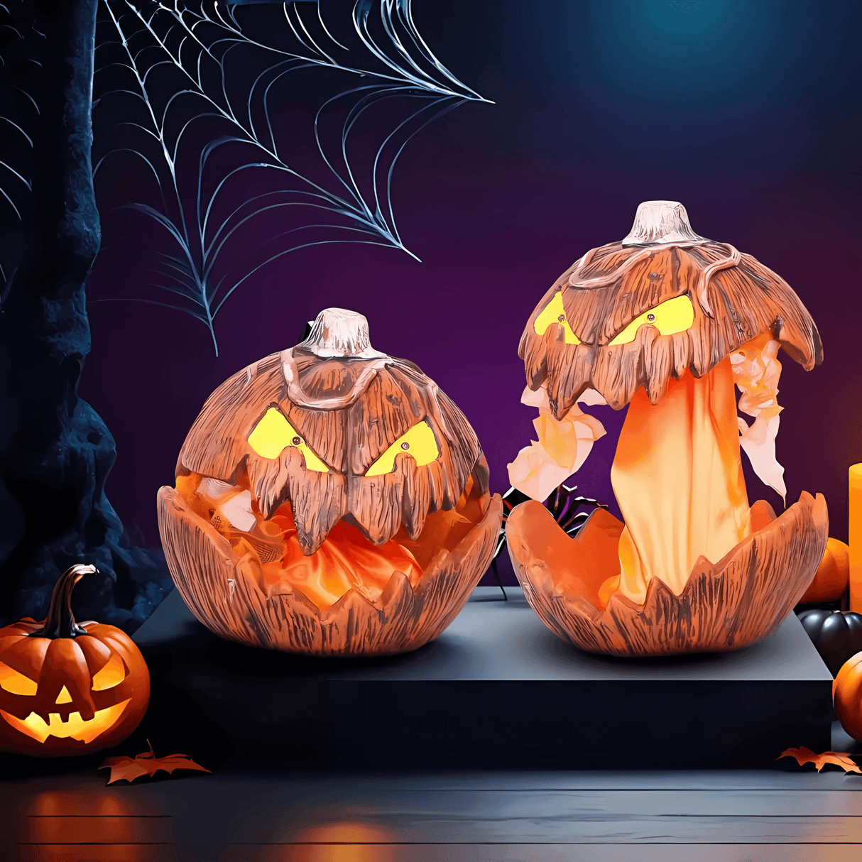 PumpkinFright – Animoitu Halloween-kurpitsa LED-silmillä ja äänitehosteilla kummitustaloon ja juhlakoristeluun