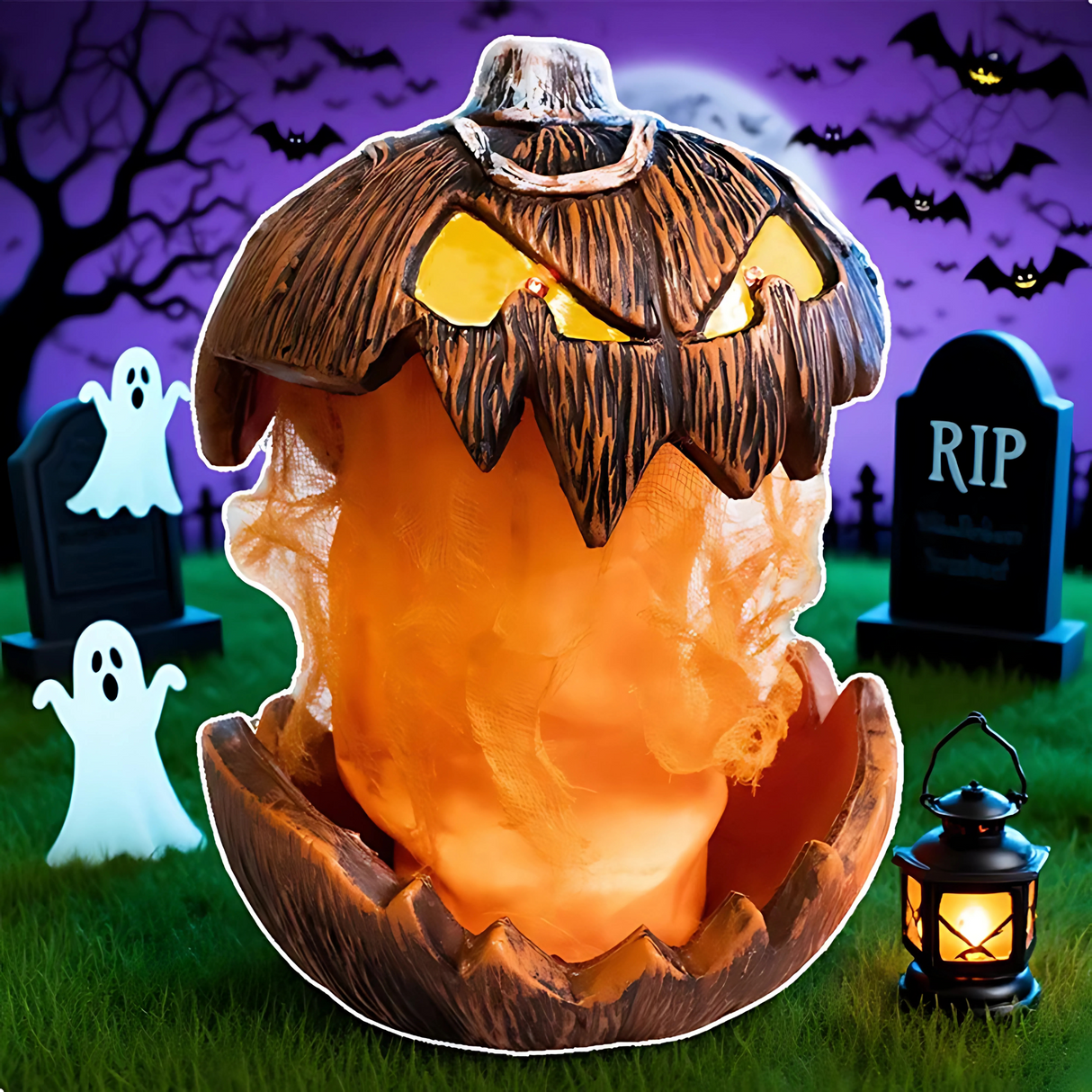 PumpkinFright – Animoitu Halloween-kurpitsa LED-silmillä ja äänitehosteilla kummitustaloon ja juhlakoristeluun