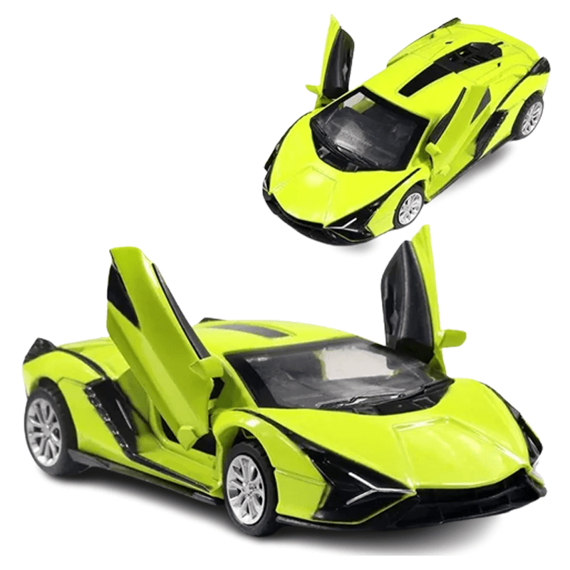 Diecast-urheiluauton malli Lelu – Mini Racing -auto, jossa on taitettava rakenne