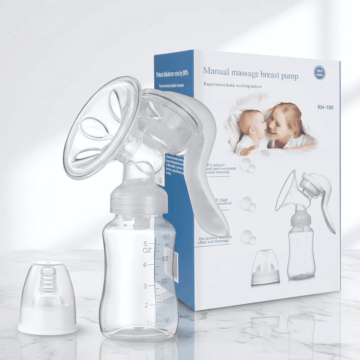 LactiMate – Manuaalinen rintapumppu BPA-vapaasta silikonista, ergonomisella kahvalla ja hiljaisella käynnin