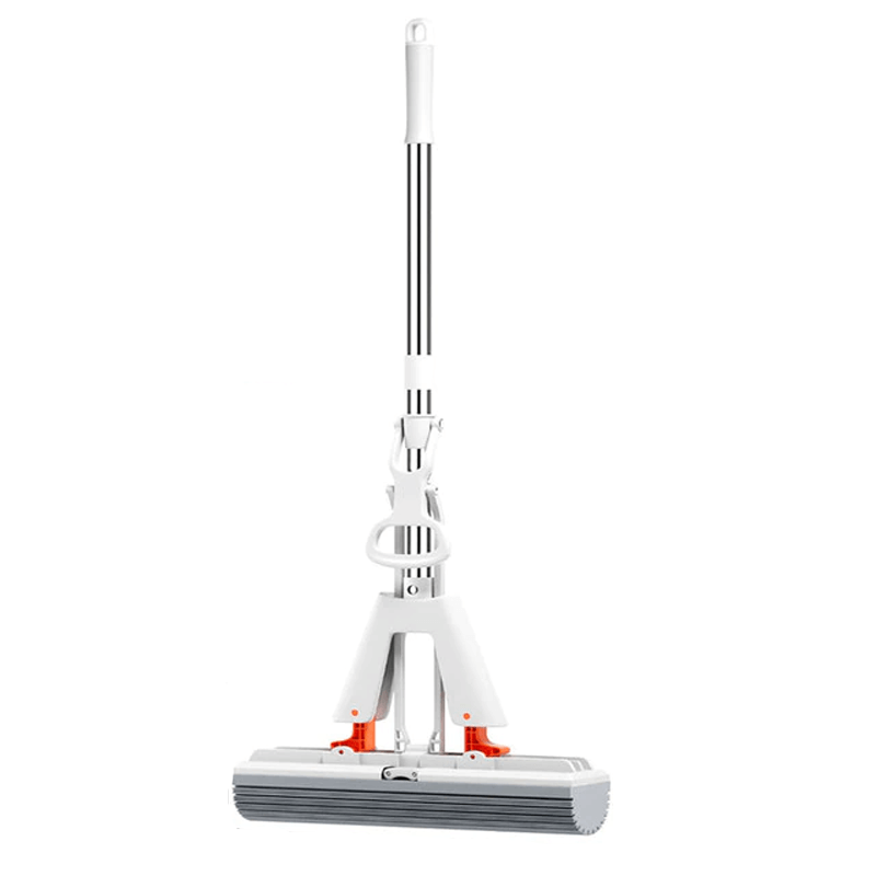 Itsepuristuva moppi teleskooppivarrella - kokoontaitettava puuvillamoppi tehokkaaseen lattian puhdistukseen ja kuivaukseen