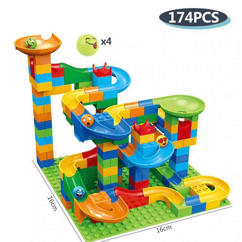 Marble Run -rakennuspalikat - Luova labyrintti, jossa on liukumäki ja pallorata lapsille - opettavainen leikki ongelmanratkaisuun ja mielikuvitukseen