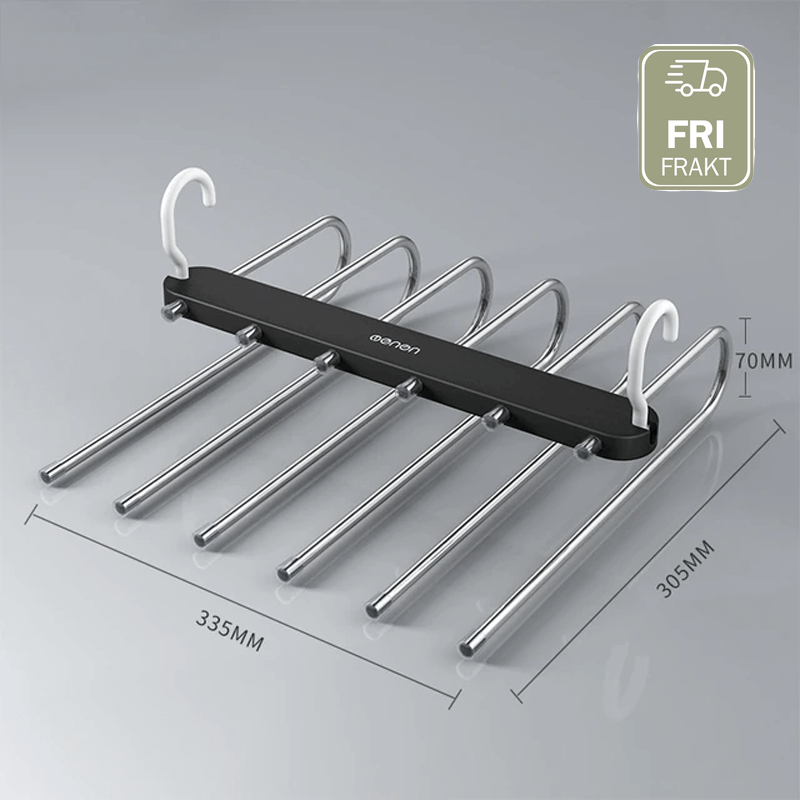 6-in-1 ruostumattomasta teräksestä valmistettu kokoontaitettava housuteline | Monikäyttöinen takin ripustin vaatekaappiin ja matkustamiseen - Säästä tilaa säädettävillä laakereilla