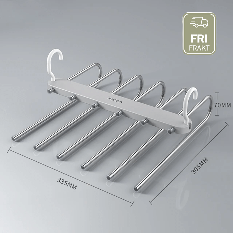 6-in-1 ruostumattomasta teräksestä valmistettu kokoontaitettava housuteline | Monikäyttöinen takin ripustin vaatekaappiin ja matkustamiseen - Säästä tilaa säädettävillä laakereilla