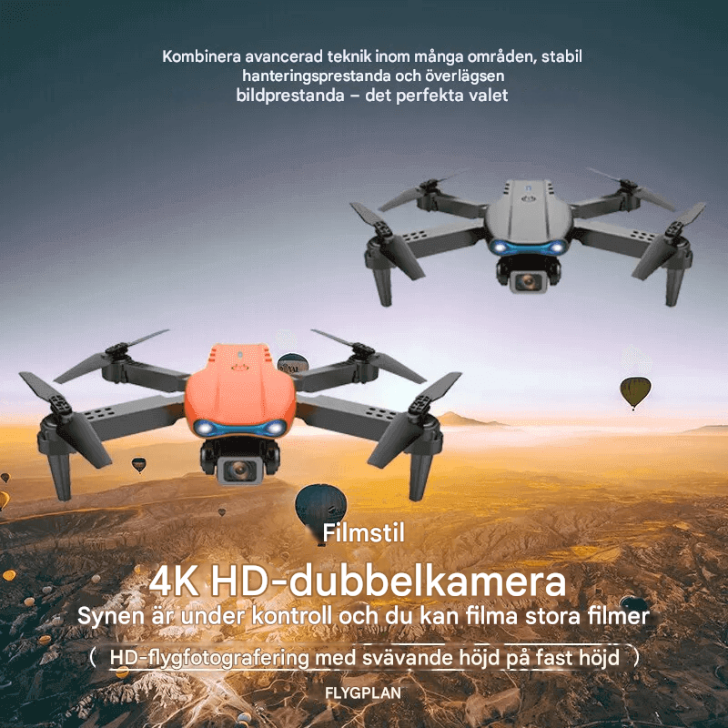 Mini-kauko-ohjattava drone 4K-kameralla – taitettava ja vakaa lento