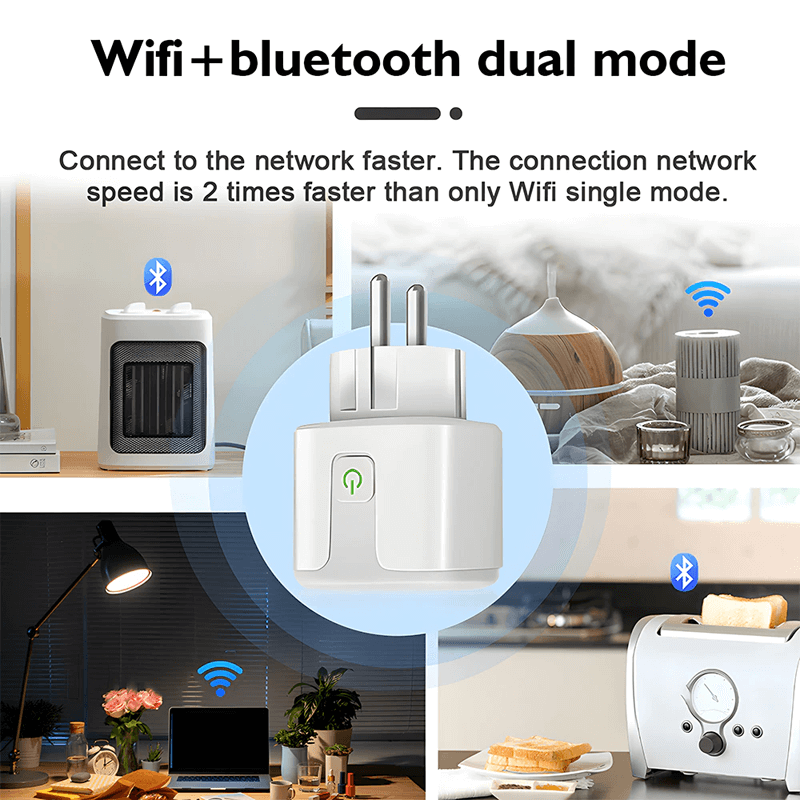 Smart WiFi-Kontakt 16A/20A – Röststyrd Uttagsadapter