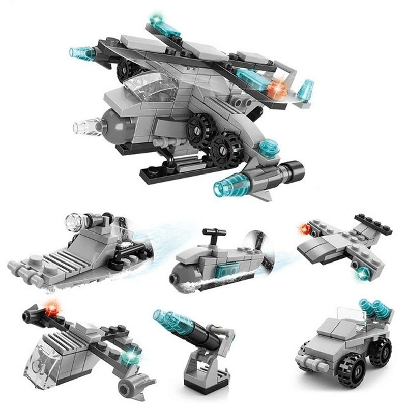 6-in-1 rakennuspalikoiden ajoneuvosarja lapsille | Paloauto, säiliö ja helikopteri - STEM-lelu luovaan leikkiin ja oppimiseen (6-10 vuotta)