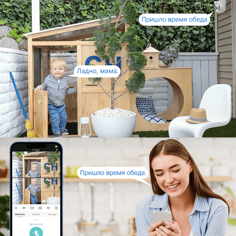 360° WiFi Dual Lens -valvontakamera | AI Human Detection, yökuvaus, IP66 ja mobiiliohjaus