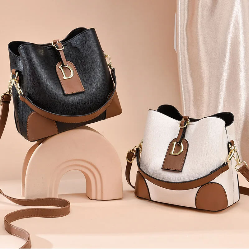 Modeva - Suunnittelija Innoittamana Vintage Nahka Käsilaukku Ämpäri ja Olkahihnalla