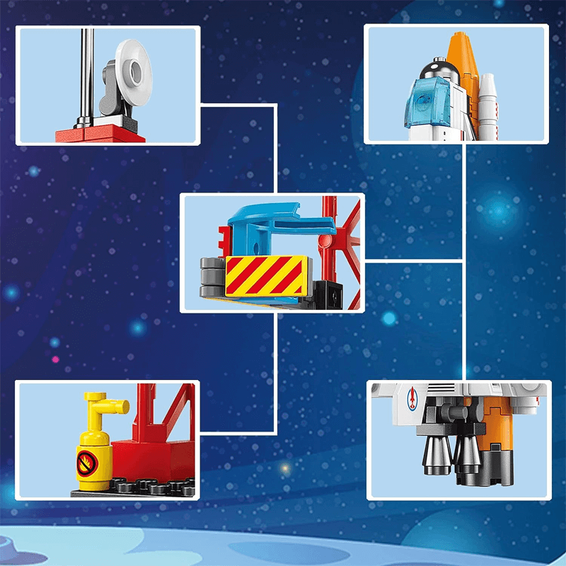 AstroPlay - Avaruusrakettisarja, Jossa on Astronauttihahmo ja Laukaisualustan Palikka Lapsille