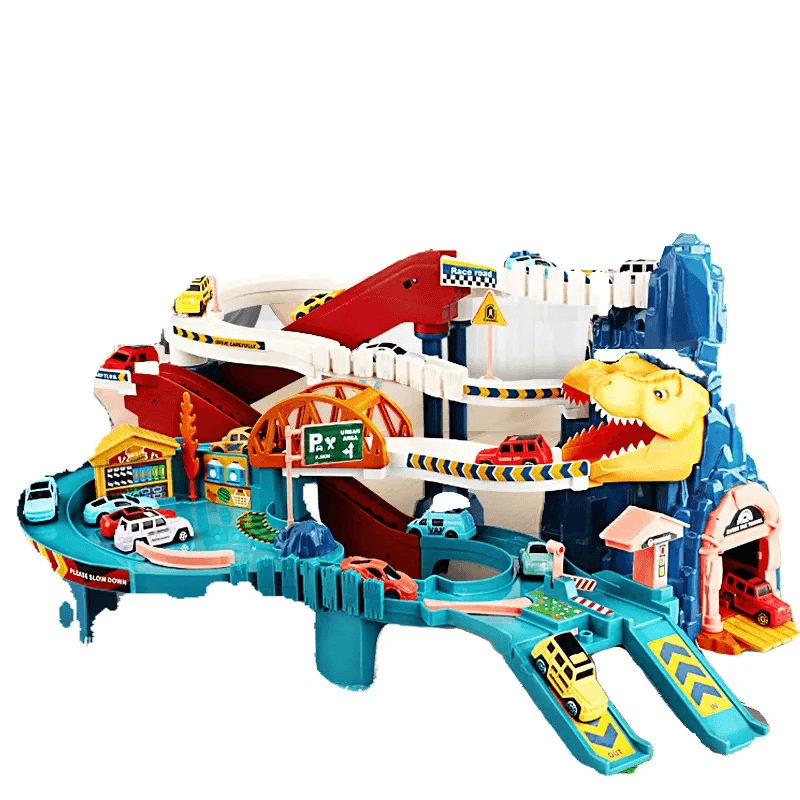 Dinosaurie Rautatiepuisto Leksakset – Luova rakennettava rata dynaamisilla autoilla lapsille