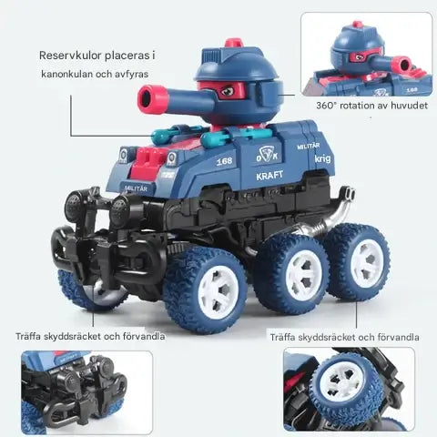 Mini-Tank-lelu – Kuusipyöräinen, liukuva ja hiljainen mini-tankki lasten mielikuvitusleikkeihin