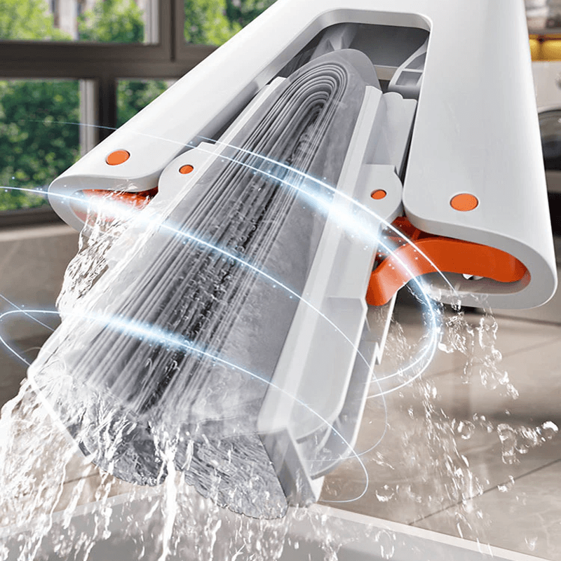 Itsepuristuva moppi teleskooppivarrella - kokoontaitettava puuvillamoppi tehokkaaseen lattian puhdistukseen ja kuivaukseen