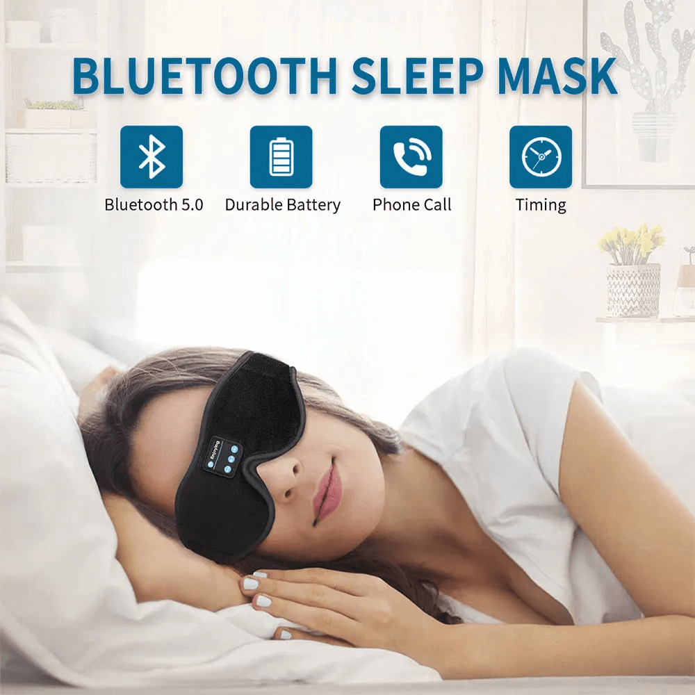 Snoozeit.™ - Bluetooth Sovmask med HD-högtalare - 3D Sovhörlurar med Autoavstängning | Trådlös Bluetooth 5.0