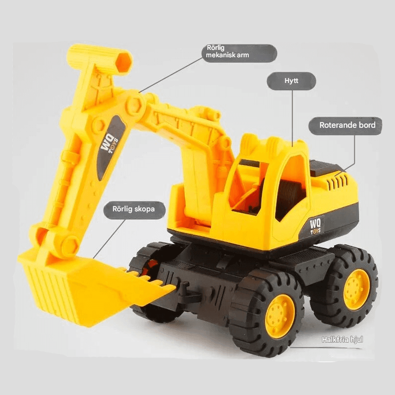 Kaivinkone ja dumpperi-lelu – inertiaalinen liike ja mielikuvituksellinen leikki