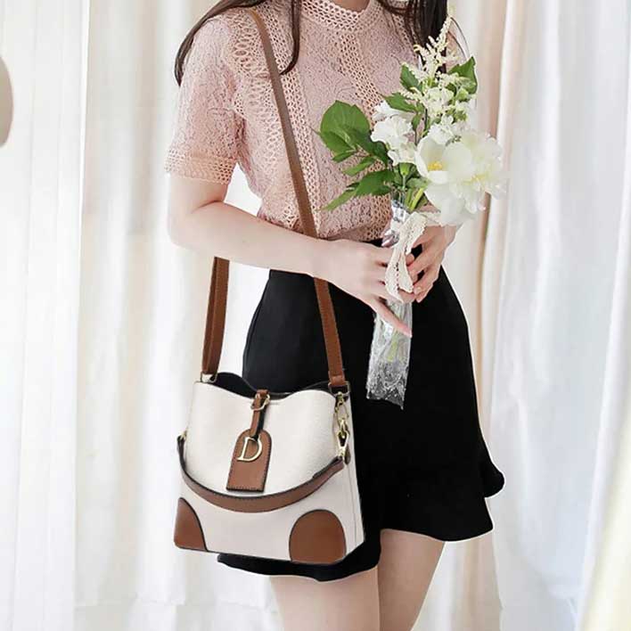 Modeva - Suunnittelija Innoittamana Vintage Nahka Käsilaukku Ämpäri ja Olkahihnalla