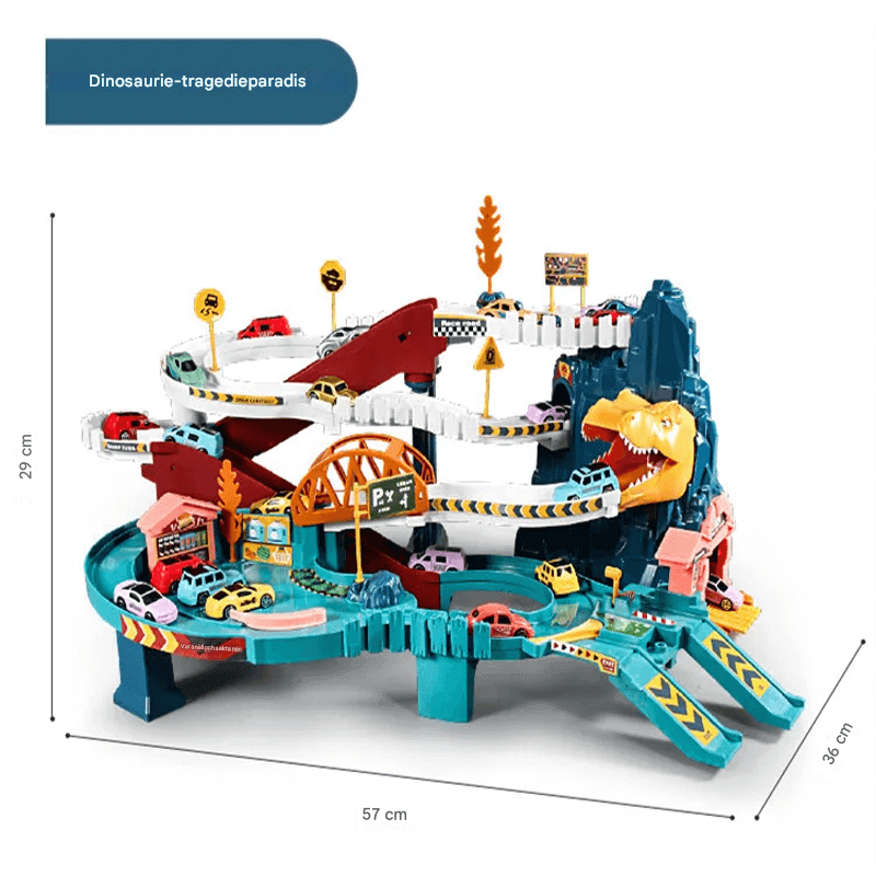 Dinosaurie Rautatiepuisto Leksakset – Luova rakennettava rata dynaamisilla autoilla lapsille