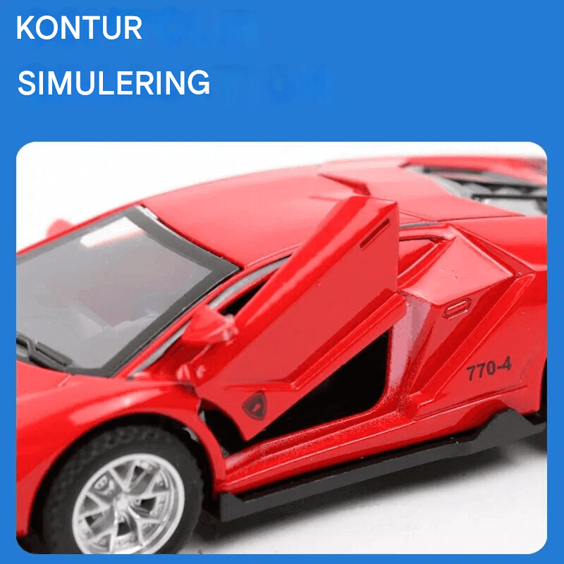 Diecast-urheiluauton malli Lelu – Mini Racing -auto, jossa on taitettava rakenne