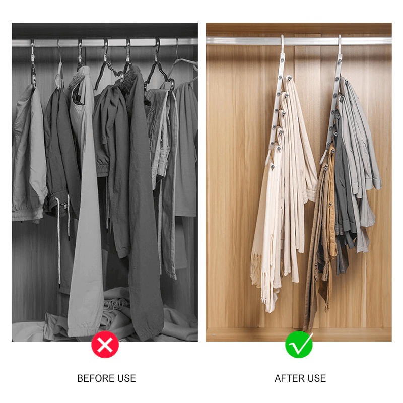 6-in-1 ruostumattomasta teräksestä valmistettu kokoontaitettava housuteline | Monikäyttöinen takin ripustin vaatekaappiin ja matkustamiseen - Säästä tilaa säädettävillä laakereilla