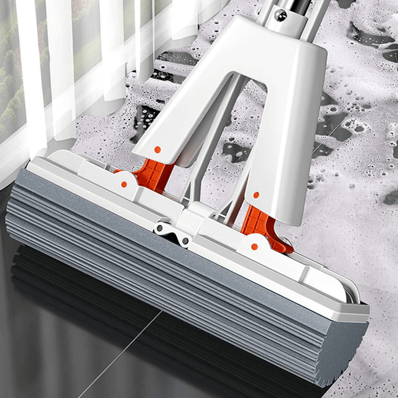 Itsepuristuva moppi teleskooppivarrella - kokoontaitettava puuvillamoppi tehokkaaseen lattian puhdistukseen ja kuivaukseen